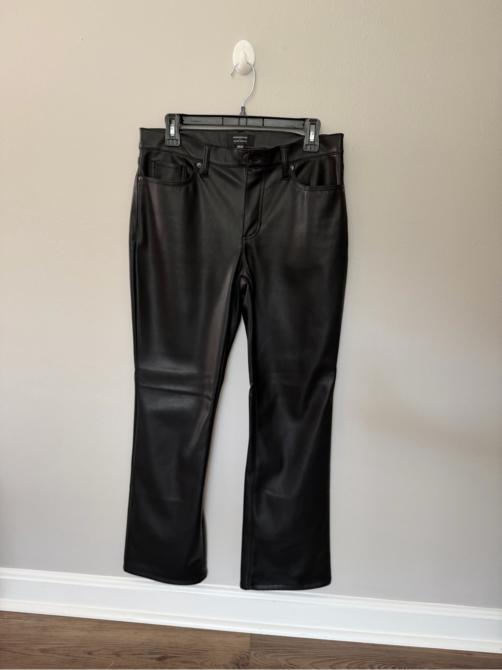 Banana Republic Black Faux Leather Mid Rise Bootcut Pants